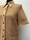 Woven  womens shirt  womens jacket  womens accessories  vintage  Urban Village Vintage  urban village  St Michael  short sleeved  short sleeve  Shirt  sand  s  retro  pockets  Mens Shirts  Mens jacket  Jacket  button front  button down  button  brown  70s  1970s  14