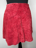 8  womens  vintage  Urban Village Vintage  urban village  Suede  skirt  scallop detail  red  MOD  mini skirt  mini  festival  boho  60s  1960s