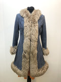 Womens Vintage 1960s / 1970s Sheepskin Coat by Skin Things - Blue - Size 10 - Urban Village Vintage