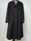 wool coat  Wool Blend  womens  wetherall  vintage  Urban Village Vintage  urban village  red  pure wool  pockets  made in england  long sleeves  long sleeve  long length coat  long length  long coat  lapels  Jacket  button down  black  70s  1970s  16