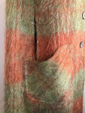 wool  womens  vintage  Urban Village Vintage  urban village  orange  mohair  m  long cape  Green  collar  checkered  checked  check  Cape Coat  cape  Andrew Stewart  60s  1960s