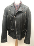 XL  vintage  Motorcycle  mens  Leather Jacket  Leather detailing  Leather  Jacket  fringing  Black Leather  Black  Biker Jacket  Biker Urban Village Vintage