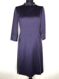 womens  vintage  Urban Village Vintage  urban village  suede trim  split front dress  short sleeved  retro  purple  MOD  high neck  dress  belt  60s  1960s  12