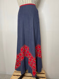 woodstock  womens  vintage  Urban Village Vintage  urban village  Skirts  skirt  red  patterned  pattern  multi  midi skirt  maxi skirt  maxi  long skirt  hippy  hippie  floral pattern  ethnic print  denim  chambray  boho  bohemian  blue  70s  1970s  10