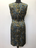 womens  vintage  Rembrandt  printed  midi dress  Limited Edition  khaki  Green  dress  blue print  Blue  50's  1950s  10
