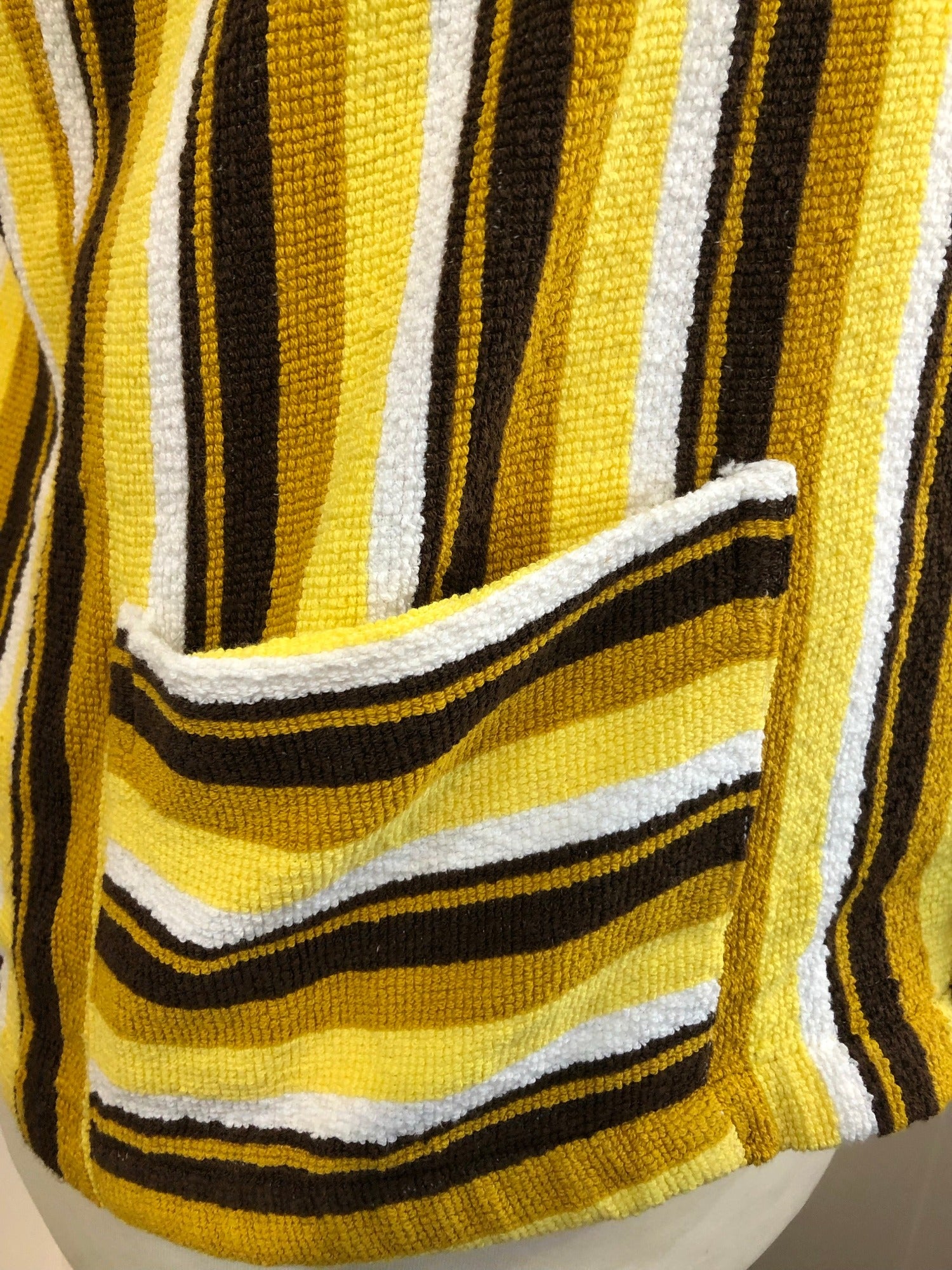 yellow  vintage  Urban Village Vintage  urban village  towelling fabric  Stripes  Shirt  Printed T-Shirt  printed shirt  Mens Shirts  mens  m  Drifters by Mentor  brown  70s  70  50s style  1970s  100% cotton