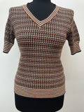 1970s Knitted V Neck Top by White Stag - Size 10