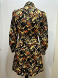 womens  vintage  Urban Village Vintage  urban village  patterned dress  patterned  pattern  long sleeves  long sleeved  long sleeve  dress  dagger collar  collared dress  collared  collar dress  collar  button up  button front  button  big collar  Belted waist  belted  belt detail  belt  autumnal  autumn  8  60s  1960s