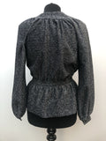 womens  Warwick Model  vintage  Urban Village Vintage  top  silver  lurex  disco  blouse  black  balloon sleeves  70s  70  1970s  10