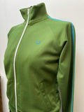 zip front  zip  womens jacket  womens  vintage  Urban Village Vintage  urban village  summer  stripey  Stripes  striped  stripe  sportswear  sports jacket  retro  pockets  jean  Jacket  high neck  Green  front pockets  Fred Perry  embroidered logo  Embroidered  elasticated  blue stripes