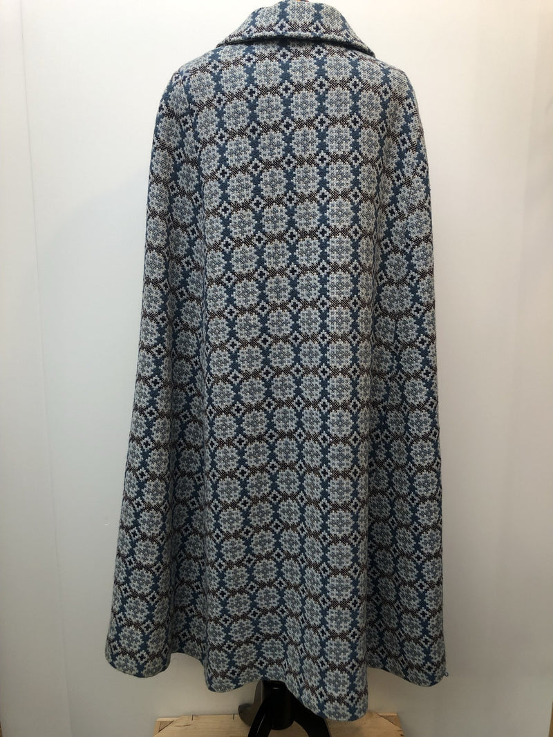 womens  Welsh Woollens  welsh wool  welsh  vintage  Urban Village Vintage  turqoise  tapestry  MOD  L  cape  blue  60s  1960s