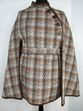 Vintage 1960s Welsh Woollens Tapestry Cape and Gilet in Brown - Size S-M