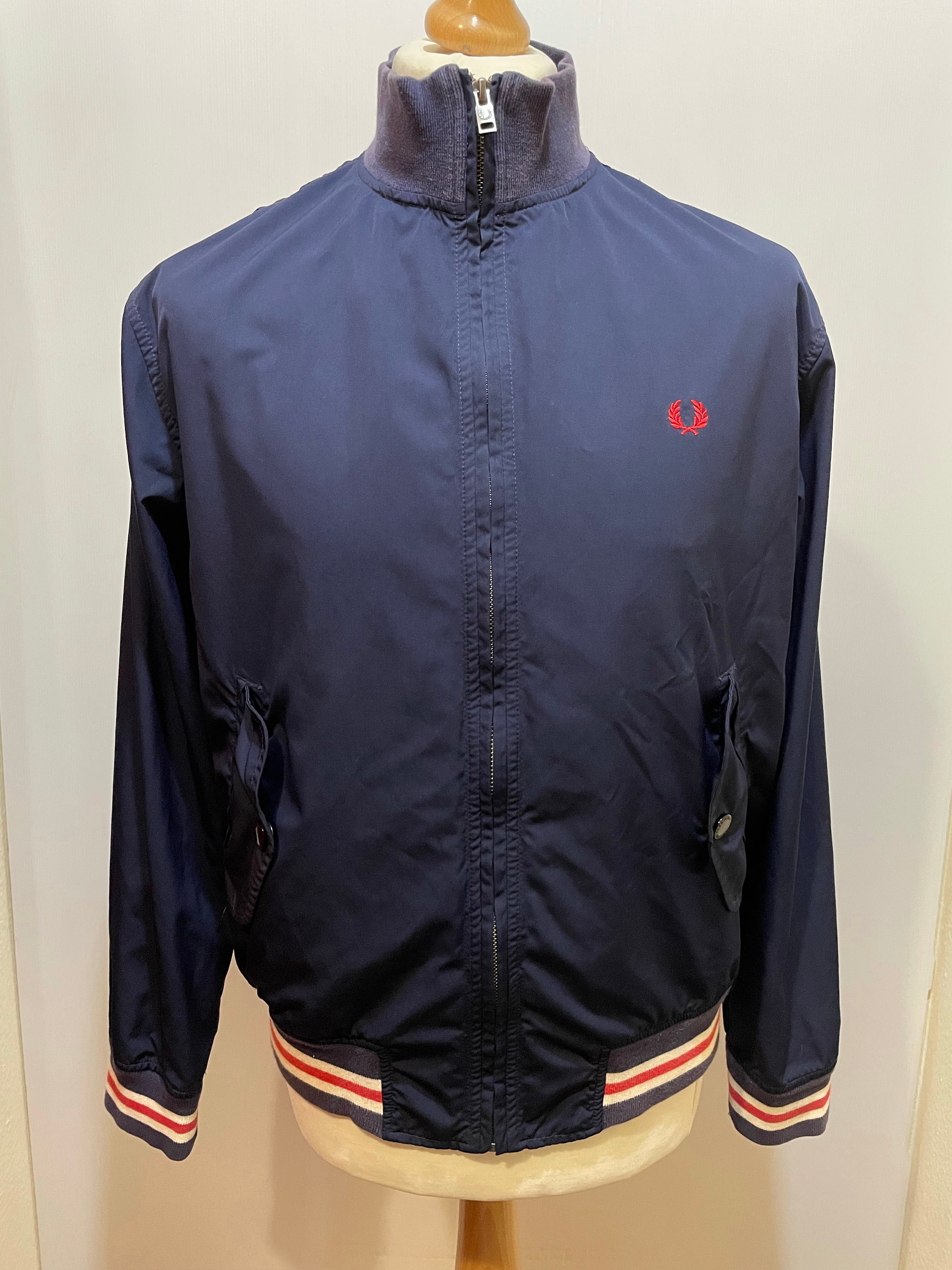 Fred Perry Blue Zip Up Bomber Jacket Size M