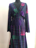 1970s Circle Print Maxi Dress by Frederick Howard - Size 12