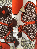 womens  white  vintage  Urban Village Vintage  top  orange  multi  flower print  floral print  brown  blouse  60s  1960s  12
