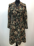 Vintage Diego Model Floral Tapestry Full Length Double Breasted Coat - Size UK 10
