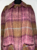 Vintage 1960s Mohair and Wool Check Cape in Mauve - Size S-M