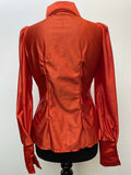 womens  vintage  Urban Village Vintage  urban village  silk  Shirt  orange  dagger collar  collar  button up  button  blouse  big collar  70s  1970s  12