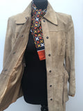 womens  western  vintage  Urban Village Vintage  Suede Jacket  Suede  press stud fastening  Jacket  collar  brown  big collar  Belted waist  belt  beige  70s  70  60s  1970s  1960s  12  10/12  10