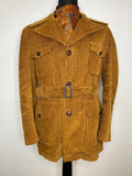 1970s Sherpa Lined Single Breasted Brown Corduroy Driving Coat - Size L