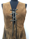 womens  waistcoat  vintage  Urban Village Vintage  urban village  Suede Jacket  suede fringing  Suede  sleevless  short  Jacket  fringing  fringed  fringe  festival  brown  70s  1970s
