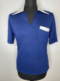 1970s Dagger Collar Blue and White Contrast T-Shirt - Size L