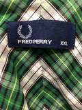 xxl  Urban Village Vintage  short sleeve  retro  MOD  mens  Green  Fred Perry  fred  embroidered logo  Embroidered  collar  checkered  checked  button down collar  button down