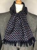 vintage  Urban Village Vintage  urban village  scarf  Paisley Print  paisley  Navy  MOD  mens  made in england  fringed  fringe  60s  1960s  100% Wool