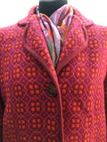 wool  womens  Welsh Woollens  welsh  vintage  tapestry  red  pink  patterned  MOD  jacket  coat  60s  1960s  14