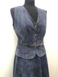 womens  waistcoat  vintage  Urban Village Vintage  two piece  top  suede top  suede skirt  suede  set  formal  blue  60s  1960s  10