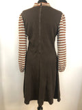 womens  vintage  Urban Village Vintage  summer dress  print  patterned sleeves  long sleeve  knit sleeves  floral  Finn  dress  brown  balloon sleeve  70s  1970s  12