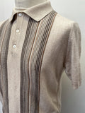 vintage  Urban Village Vintage  urban village  Three Button  summer top  summer  stripey  Stripes  striped  stripe detailing  stripe  St Michael  polo top  polo  MOD  mens  Lightweight Knit  light knitwear  light knit  knitwear  knitted  knit  collared  collar  button up  button  brown  60s  3 button  1960s