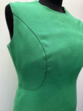 zip  womens  vintage  Urban Village Vintage  urban village  stitch detailing  stitch detail  sleevless  retro  MOD  midi dress  midi  low neck  Green  dress  brown  black stitch  black  back zip  60s  1960s  12