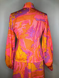 womens  vintage  two piece  top  suit  Skirts  skirt  set  psychedelic  pink  orange  mod  maxi skirt  blouse  Bernat Klein  60s  1960s  10