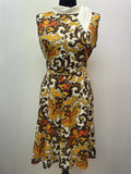 zip  womens  vintage  Urban Village Vintage  urban village  tie neck  sleevless  red  Paisley Print  paisley inspired  paisley  orange  neospun jersey  neck tie  MOD  midi dress  midi  high neck  Hamells London  dress  back zip  60s  1960s  14