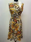 1960s Patterned Sleeveless Midi Dress - Size 14