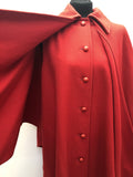 Womens 1960s Vintage Cape Coat Red Size 14 60s long coat Urban Village Vintage Clothing