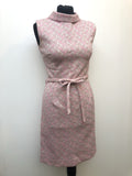 womens  vintage  Urban Village Vintage  round neck  pink  patterned dress  patterned  MOD  metallic  glitter  dress  collar dress  back zip  8  60s  1960s