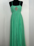 Vintage 1970s Pleated Maxi Dress with Sequins and Beading - Size UK 10