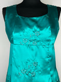 womens  vintage  Turquoise  retro  party season  party dress  oriental  occasion  maxi dress  Green  floral embroidered  evening dress  evening  dress  cocktail  christmassy  christmas  60s  1960s  16