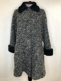 1960s Faux Fur Collar Swing Coat by David Barry - Size UK 12-14