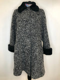 Winter Coat  winter  vintage  Urban Village Vintage  urban village  long sleeves  long sleeved  long sleeve  faux fur  David Barry  collared  coat  black  60s  1960s  14  12-14  12