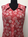 womens  vintage  Urban Village Vintage  sleevless  retro  Red  mini dress  floral print  floral dress  dress  collar  back zip  60s  1960s  12