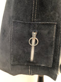 zip front  womens  vintage  Urban Village Vintage  urban village  suede  stitch detailing  stitch detail  long waistcoat  button front  black  8  60s  1960s
