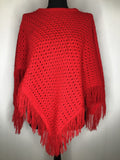 1970s Red Knitted Poncho by Glenleven - One Size