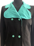 zip  womens  vintage  Urban Village Vintage  urban village  turquoise  round collar  retro  MOD  mini dress  long sleeve  dress  double breasted  Dorothy Perkins  collared dress  collared  collar  black  back zip  60s  1960s  12