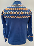 vintage  Urban Village Vintage  urban village  retro  polo neck  patterned  pattern  orange  mens  long sleeves  Long sleeved top  long sleeve  light knit  knitwear  knitted  knit  Fairisle Pattern  fairisle  blue  70s  1970s