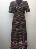 womens  vintage  v-neck  Urban Village Vintage  square print  multi  maxi dress  maxi  long dress  dress  brown  70s  1970s  12