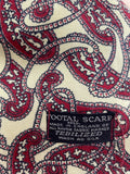 1960s Red and Cream Paisley Print Mod Scarf by Tootal - One Size