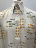 vintage  Urban Village Vintage  urban village  Shirt  printed shirt  pockets  novelty  Mens Shirts  mens  long sleeve  L  disco  chest pockets  button up  70s  1970s